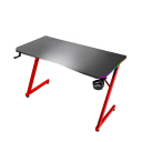 Marvo DE-11 Carbon Fiber RGB Gaming Desk, 120cm Surface, Steel Frame, Integrated Headset & Cup Holder, Home Office Computer Table, Black & Red