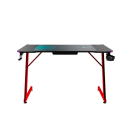 Marvo DE-11 Carbon Fiber RGB Gaming Desk, 120cm Surface, Steel Frame, Integrated Headset & Cup Holder, Home Office Computer Table, Black & Red