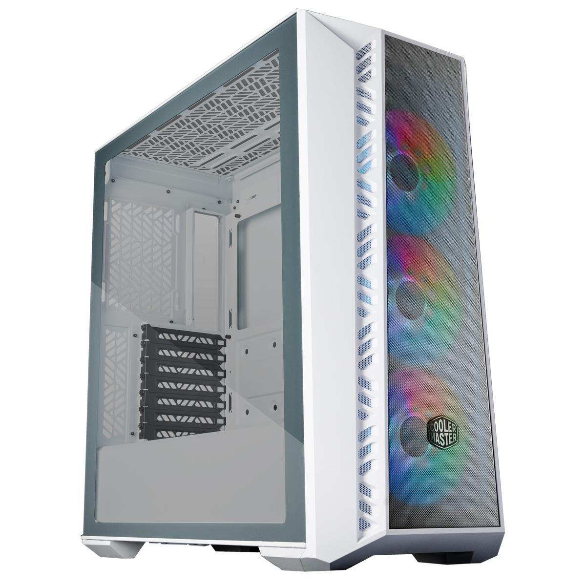 Cooler Master MASTERBOX 520 MESH ARGB Mid Tower Tempered Glass Gaming Case w- 3 x120mm CF120 ARGB Fan - White - MB520-WGNN-S00 -