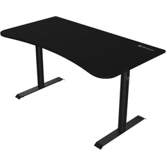 Arozzi Arena Medium Curved Gaming And Office Desk With Full Surface Water Resistant And Washable Mouse Pad, 2 Monitor Mount Cut Outs, And Built In Cable Management , Pure Black
