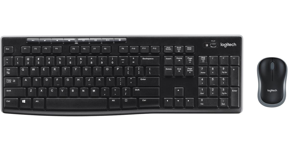 Logitech MK270 Wireless Keyboard & Mouse Combo 2in1 Wireless (2.4GHz), Silent Slim Design Full-Size Keyboard w/ Media Keys, Optical Mouse - For Windows (عربي)