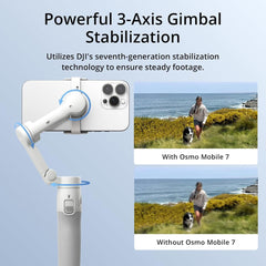 Dji Osmo Mobile 7 Gimbal Stabilizer For Iphone, Android, Built In Tripod, Ultra Light, Comfortable Grip, 3 Axis Phone Gimbal, Aivetrack 7.0, Shotguides, One Tap Edit, 10hrs Use, Phone Charging
