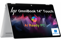 HP OmniBook 5 Flip 14 inch Laptop PC 14-fp0013dx Intel® Core™ 5 120U 5.0 GHz 8 GB LPDDR5-5200 512 GB PCIe® 14-inch diagonal, 2K (1920 x 1200) IPS Touch - Windows 11 Home