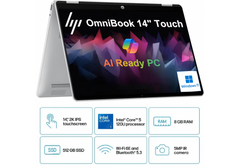 HP OmniBook 5 Flip 14 inch Laptop PC 14-fp0013dx Intel® Core™ 5 120U 5.0 GHz 8 GB LPDDR5-5200 512 GB PCIe® 14-inch diagonal, 2K (1920 x 1200) IPS Touch - Windows 11 Home