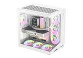 GameMax NEX C56 White – Premium Panoramic ARGB Gaming Case, 12° Inclined Airflow, Dual‑Chamber, 7×ARGB Fans, Vertical GPU Support
