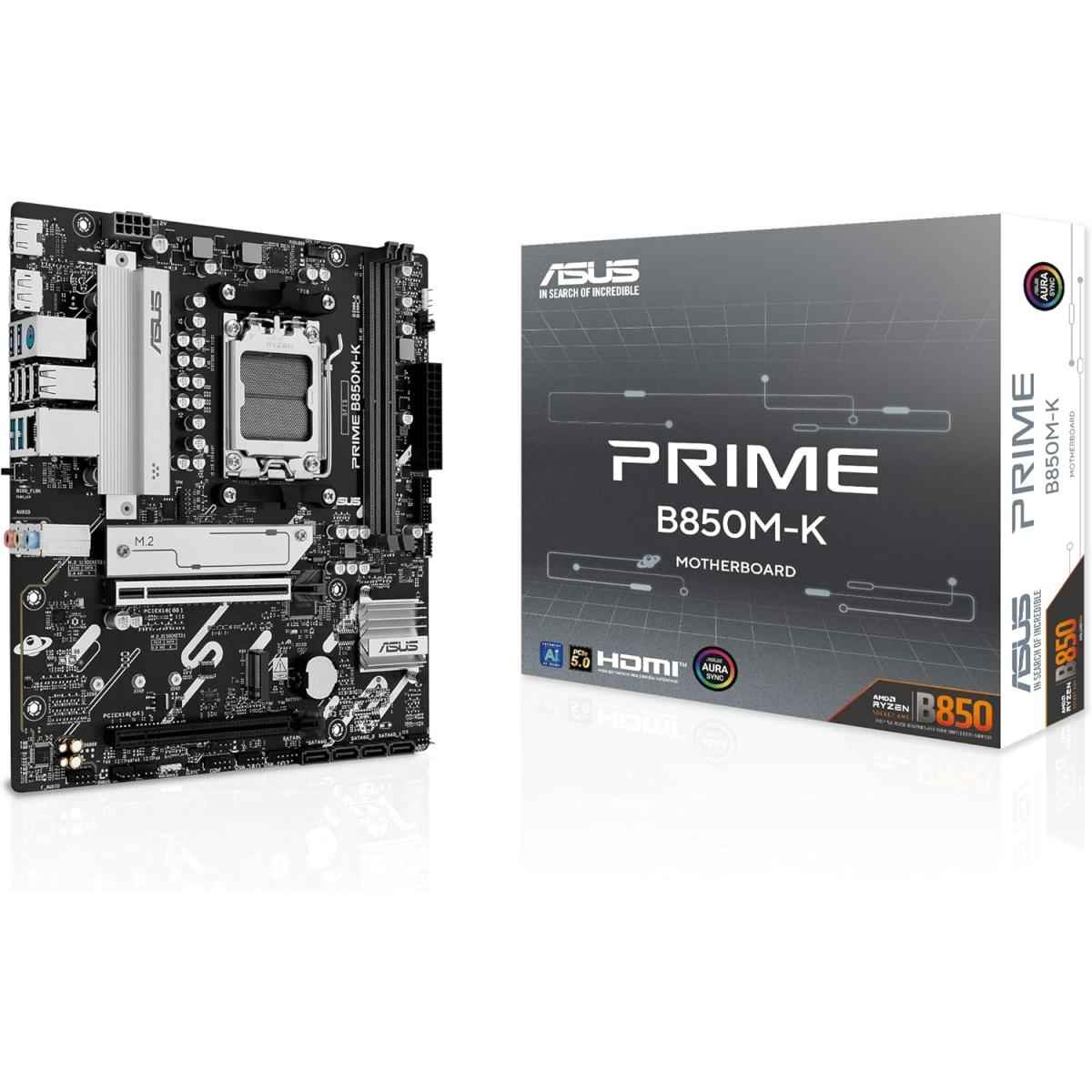 Asus Prime B850m K Am5 Micro Atx Amd B850 Chipset, 2x Ddr5 Udimm Slots, Up To 128gb Max Memory, 2x Pcie X16 Slots, 2x M.2 Slots