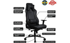 Arozzi Vernazza Soft PU Leather Ergonomic Office and Gaming Chair with High Backrest Recliner Swivel Tilt Rocker Adjustable Height and Adjustable Lumbar and Neck Support - Pure Black