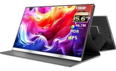 V2COM P4 15.6" IPS Full HD Extender Dual Screen Portable Monitor w/ HDMI & USB C Port Anti-Glare Built In Speakers & Protective Case