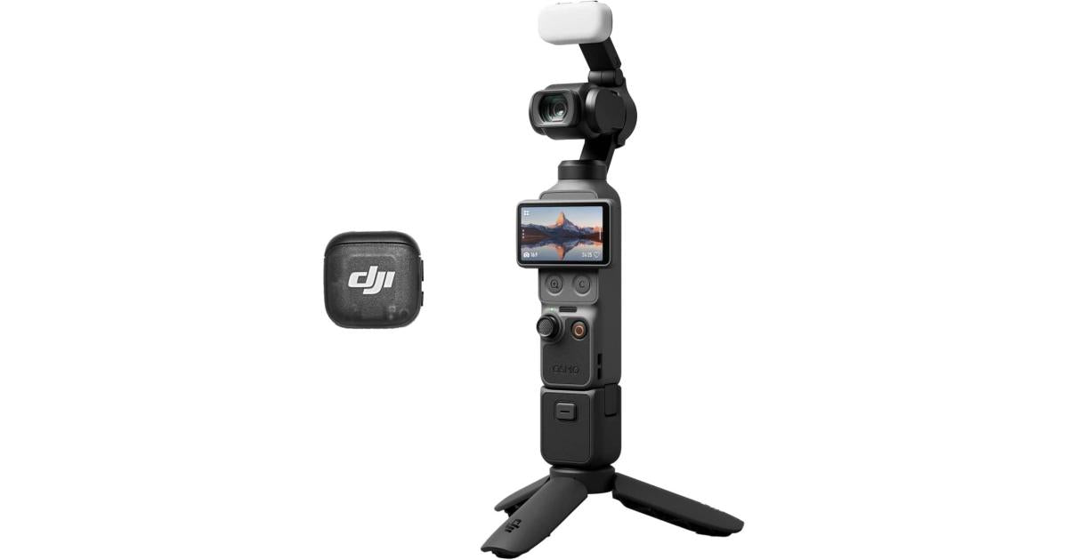 DJI Osmo Pocket 4 Creator Combo Action Camera, 1" CMOS Sensor, 4K 240fps Video, 3 Axis Stabilized, 107GB Storage, ActiveTrack, 7 Smart Tracking, 10Bit D Log Color, Black