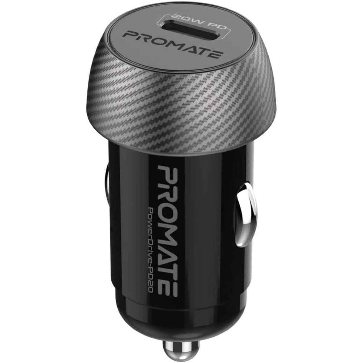 Promate Powerdrive Pd20 Super Fast Usb C Car Charger Adapter 20w Usb C Power Delivery Black