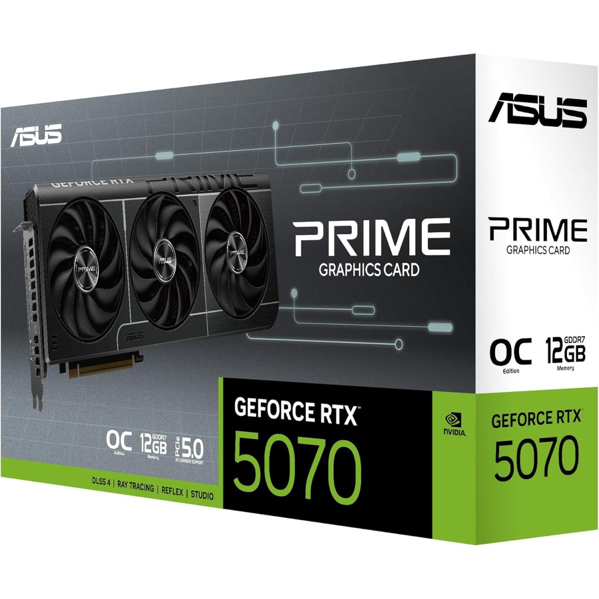 Asus The Prime Geforce Rtx™ 5070 Oc Edition 12gb Gddr7 Graphics Card (pcie® 5.0, 12gb Gddr7, Hdmi®/dp 2.1, 2.5 Slot, Axial Tech Fans, Dual Bios) - CompuMe Asus The Prime Geforce Rtx™ 5070 Oc Edition 12gb Gddr7 Graphics Card (pcie® 5.0, 12gb Gddr7, Hdmi®/dp 2.1, 2.5 Slot, Axial Tech Fans, Dual Bios) - CompuMe