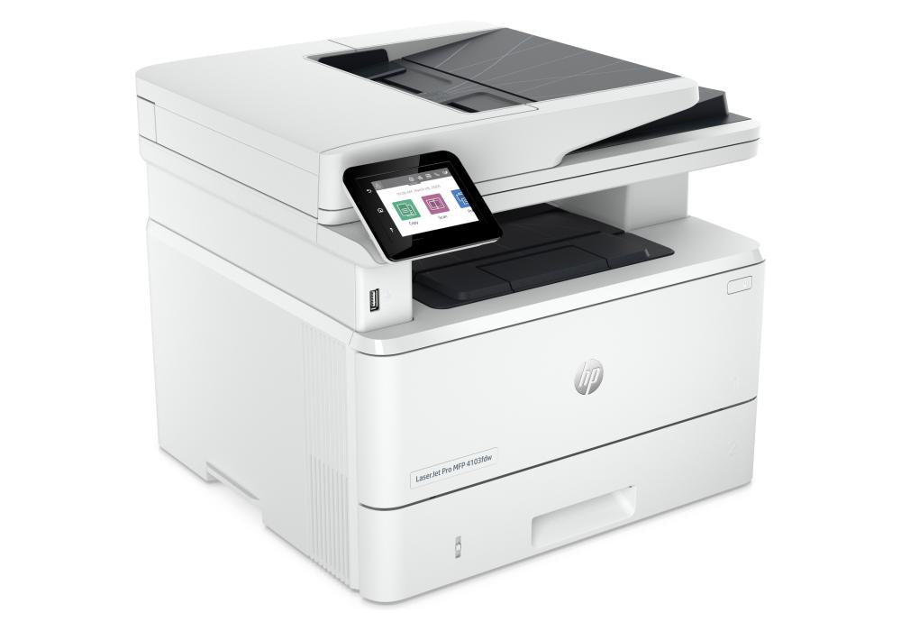 HP LaserJet Pro MFP 4103fdw Printer MONO Laser Multifunction 4-In-One Wireless Print, copy, scan, fax Automatic Duplex Printing, Speed Up to 40 ppm - White HP LaserJet Pro MFP 4103fdw Printer MONO Laser Multifunction 4-In-One Wireless Print, copy, scan, fax Automatic Duplex Printing, Speed Up to 40 ppm - White