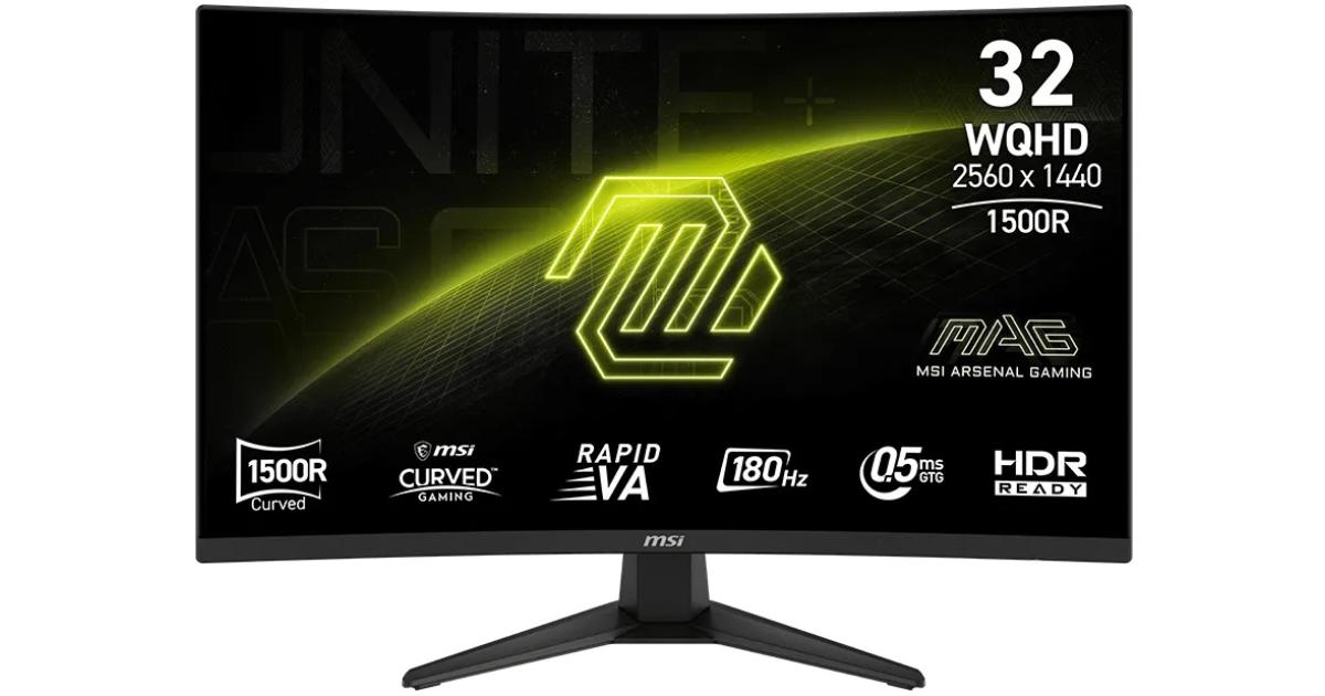 MSI MAG 321CQF E18 32" 2K (2560 x 1440) Curved Monitor Rapid VA, 180Hz, 0.5ms (GTG), 124% sRGB, HDR Ready, AMD FreeSync, 1B Colors, AI Vision For Enhanced Overall Picture
