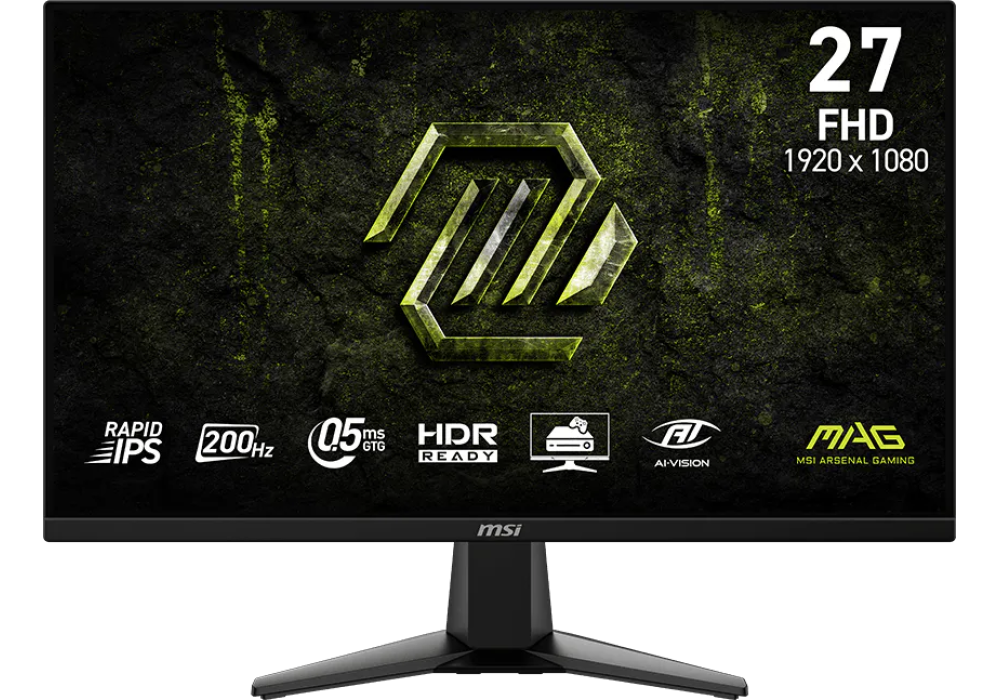 MSI MAG 275F E20 27" FHD 1920 x 1080 Gaming Monitor, 200Hz, 0.5ms, AMD Adaptive Sync, HDR Ready, HDMI, DisplayPort, VESA Mountable, Tilt, 4-Side Slim Bezel, Black