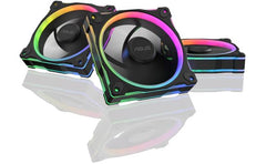 ASUS Prime MR120 aRGB Fan, 1600 RPM Fan Speed, 58 CFM Fan Airflow, Standard Blade, Dual-Sided Lighting, Sleeve Bearing, Triple Pack, Black