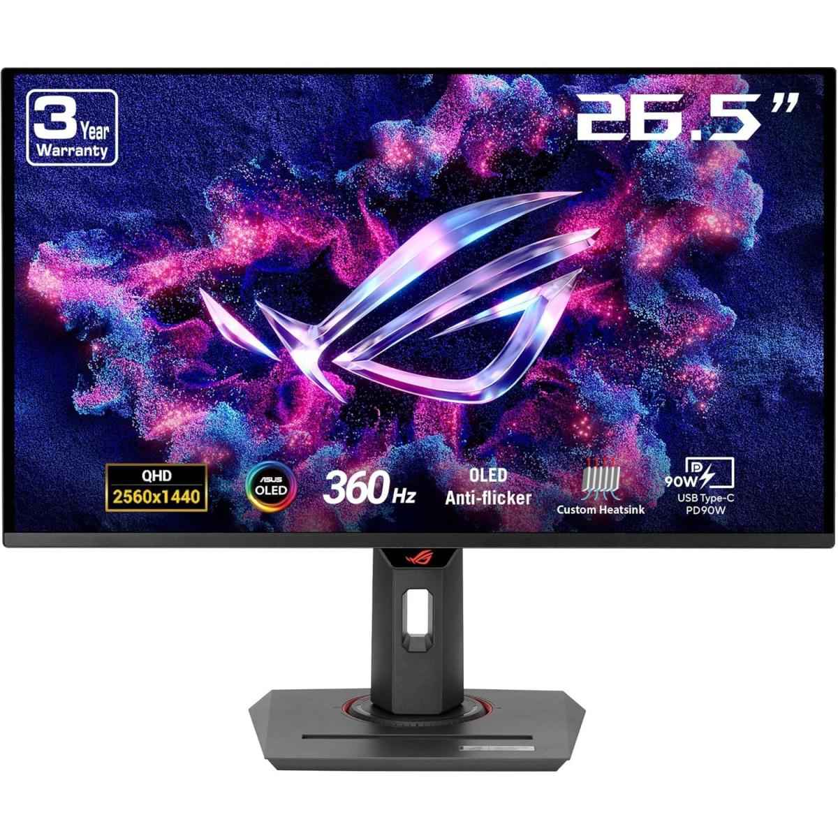 Asus Rog Strix Xg27acdng 27" Qd Oled Display, Qhd Resolution, 360hz Refresh Rate, 0.03ms (gtg) Response Time, Amd Freesync Premium Pro & G Sync Compatible, Black