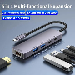 Haing Hi 3031 Thu Usb C To 5 In 1 Multifunctional Adapter Hdmi 4k60hz 100w Pd