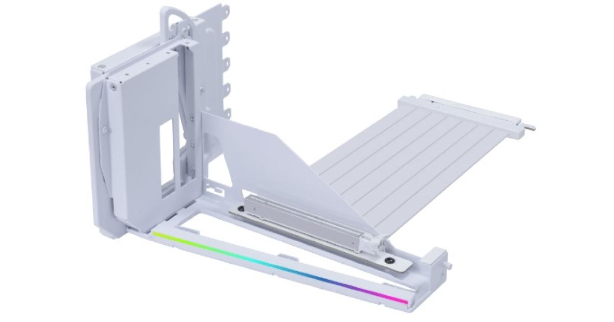LIAN LI 4 Slots Vertical GPU Kit (VG4v4), 200mm PCIe 5.0 Riser Long & 4 Expansion Slots, (White)