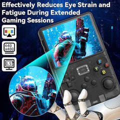 R36s Handheld Game Console, 3.5 Inch Ips Screen Retro Gaming Console 64g Card