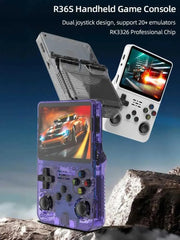 R36s Handheld Game Console, 3.5 Inch Ips Screen Retro Gaming Console 64g Card