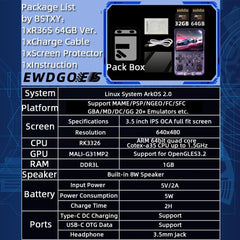 R36s Handheld Game Console, 3.5 Inch Ips Screen Retro Gaming Console 64g Card