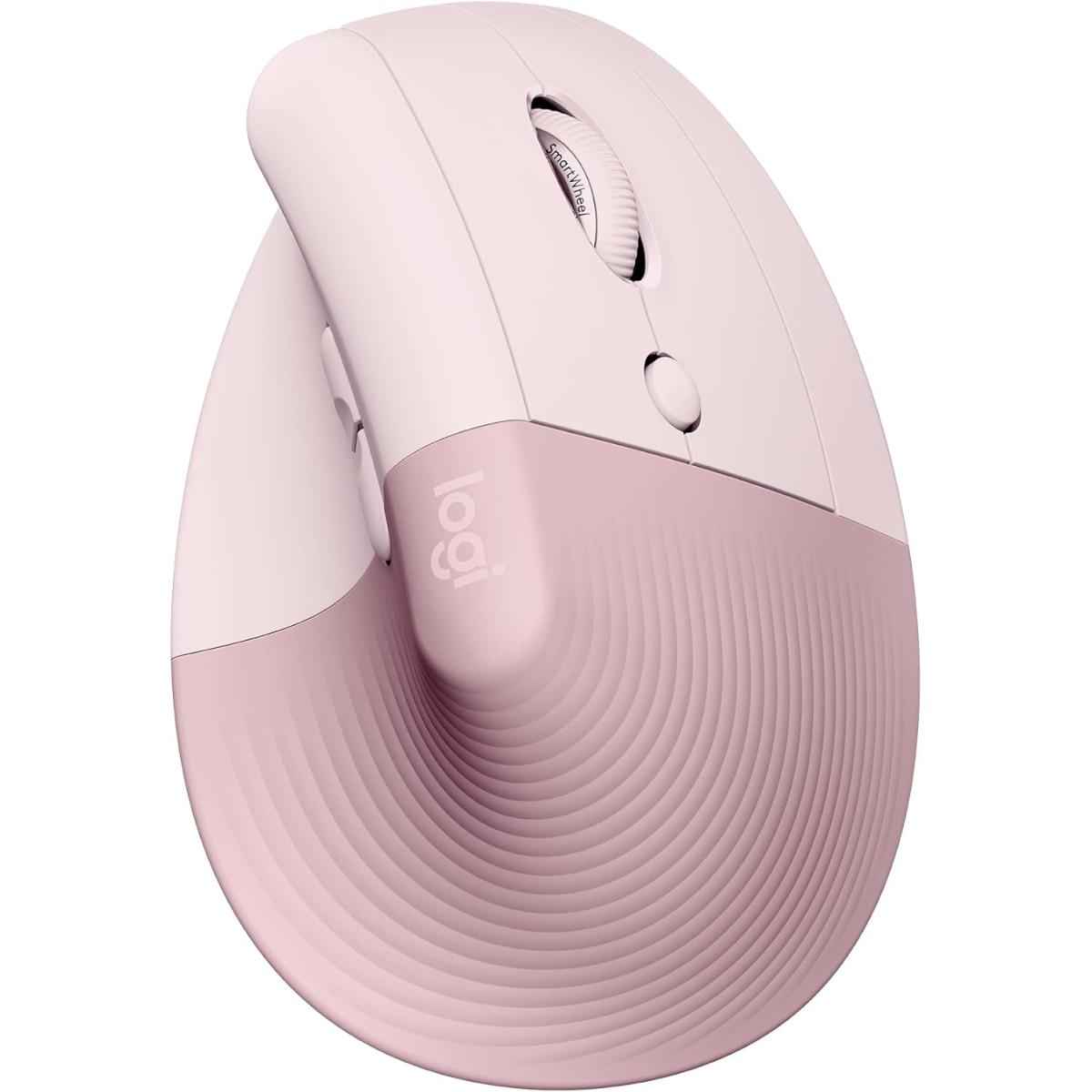 Logitech New Lift Vertical Ergonomic Mouse Wireless, Bluetooth Quiet Clicks 4 Buttons For Windows/macos/ipados, Laptop, Pc , Rose