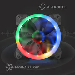 Redragon Gc-f008 Computer Case 120mm Pc Cooling Fan, Rgb Led Quiet High Airflow