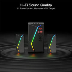 Redragon Gs520 Pro Computer Gaming Speakers with Subwoofer, 2.1 Channel Rgb