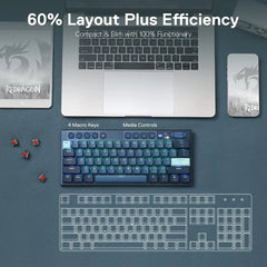 Redragon K632 Blue Pro 60% 3-mode Connection Rgb Mechanical Ultra-thin Low