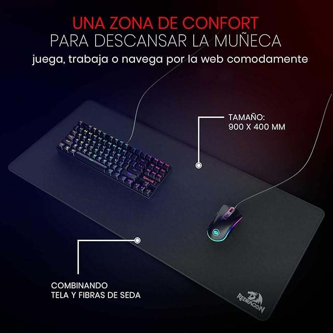 Gameak JO | Gaming Accessories Store Redragon P032 Flick Xl Mouse Pad with Stitched Edges Waterproof for Work Games