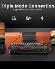 Redragon Wireless Mechanical Keyboard K708GG , Gasket RGB Gaming Keyboard with Screen & Knob, 3-Modes (Bluetooth/2.4G/Wired)