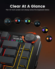 Redragon Wireless Mechanical Keyboard K708GG , Gasket RGB Gaming Keyboard with Screen & Knob, 3-Modes (Bluetooth/2.4G/Wired)