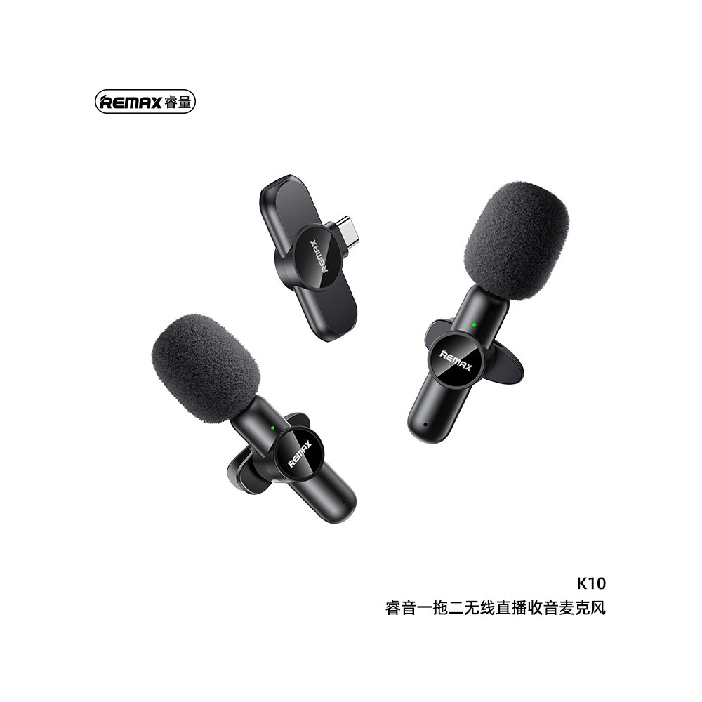 Remax One - to - two Live - stream Wireless Microphone K10, streaming equipment