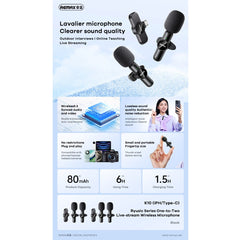 Remax One - to - two Live - stream Wireless Microphone K10, streaming equipment