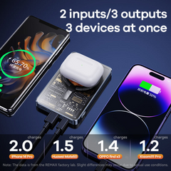 Remax Pd20w+qc22.5w Magnetic Wireless Charging Power Bank 10000mah