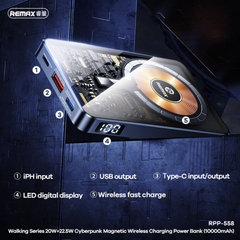 Remax Pd20w+qc22.5w Magnetic Wireless Charging Power Bank 10000mah