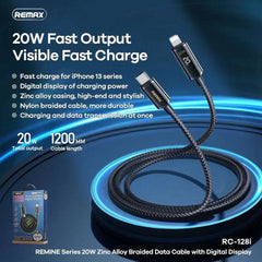 Remax Rc - 128i Remine Series 20w Iphone Cable with Digital Display with adapter
