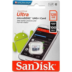 Sandisk 128gb Ultra Microsdxc Uhs I Memory Card Up To 100 Mb/s C10, Full Hd, Micro Sd Card