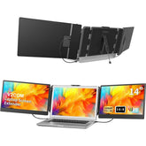 V2COM S2 14" IPS Full HD Triple Screen Extender Portable Monitor for Laptops 13-17.3" with HDMI/USB-A/Type-C Port Built In Speakers