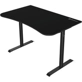 Arozzi Arena Small Curved Gaming and Office Desk with Full Surface Water Resistant and Washable Mouse Pad, 2 Monitor Mount Cut-Outs, and Built-In Cable Management , Pure Black