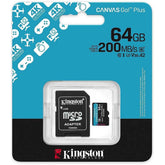 Kingston 64gb Microsdxc Canvas Go Plus 200mb/s Read Uhs I C10 U3, V30 Memory Card