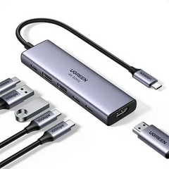 Ugreen 35999 Usb C 6 In1 Multiport Adapter 4k60hz 2*usb A 3.2+2*usb 3.2 C+pd 10gbps
