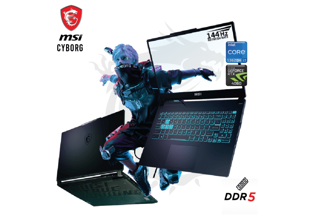 Laptop MSI Cyborg 15 A13VF Core i7-13620H 13th Generation RTX 4060 8GB DDR6 15.6" 144Hz Translucent Black