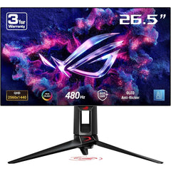 Asus Rog Swift Pg27aqdp 27” Oled Qhd 2k 480hz 0.03ms Hdr400 99% Dci P3 Custom Heatsink, Asus Oled Care+, Ai Assistant G Sync Compatible , Black