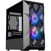 COOLER MASTER MasterBox TD300 Mesh Black Mini Tower Tempered Glass Gaming Case w 2x ARGB Fans | TD300 MESH BLACK | - CompuMe