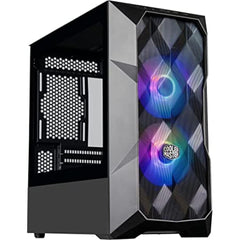 COOLER MASTER MasterBox TD300 Mesh Black Mini Tower Tempered Glass Gaming Case w 2x ARGB Fans | TD300 MESH BLACK | - CompuMe