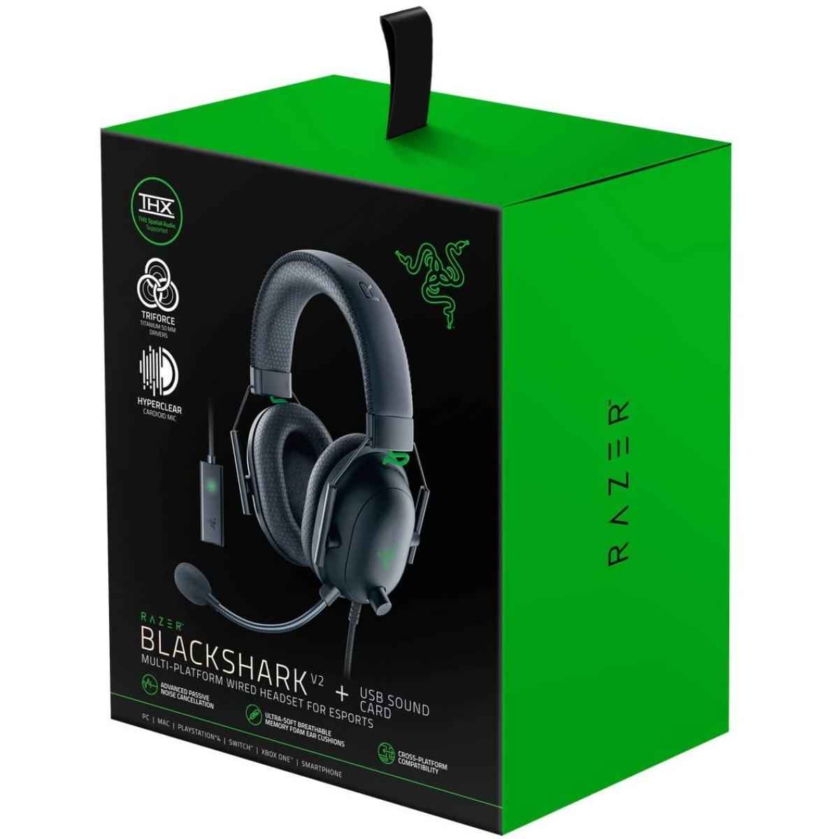 Razer Blackshark V2 Gaming Headset Thx Spatial Audio W Usb Sound Card