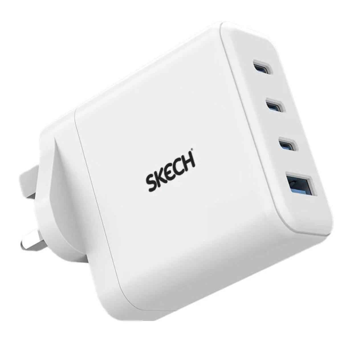 Skech Power Delivery 4 Port Gan Wall Charger 100w Pd Power Charger 3x Type C Port + Usb A – White