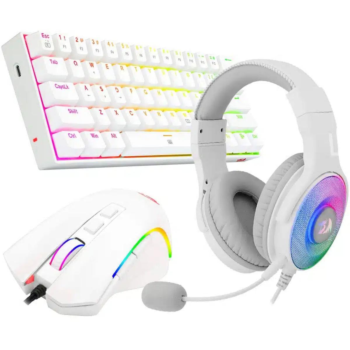 Redragon S129w Gaming 3 In 1 Combo ( K630 Mechanical Red Switches Keyboard + H350 Pandora 2 Heatset + M607 Griffin Mouse ) White Redragon S129w Gaming 3 In 1 Combo ( K630 Mechanical Red Switches Keyboard + H350 Pandora 2 Heatset + M607 Griffin Mouse ) White