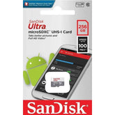 Sandisk 256gb Ultra Microsdxc Uhs I Memory Card Up To 100 Mb/s C10, Full Hd, Micro Sd Card